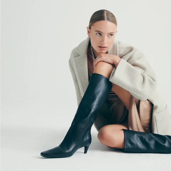 new Reformation Remy knee boots in black leather - Picture 1 of 9
